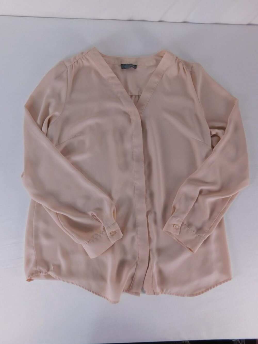 The Limited Blouse Womens M Pink V Neck Long Sleeve Chiffon Pullover Work Top